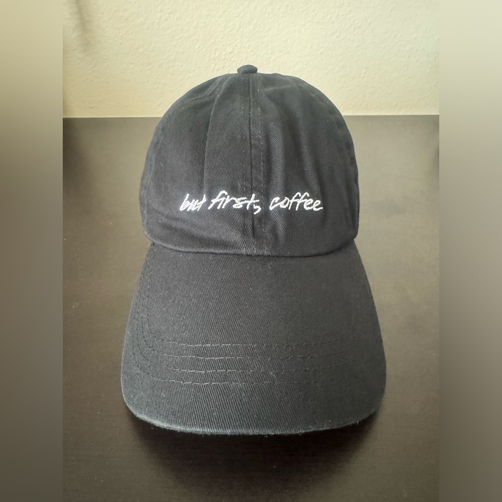 NWT David and Young But First, Coffee Black Adjustable Baseball Hat